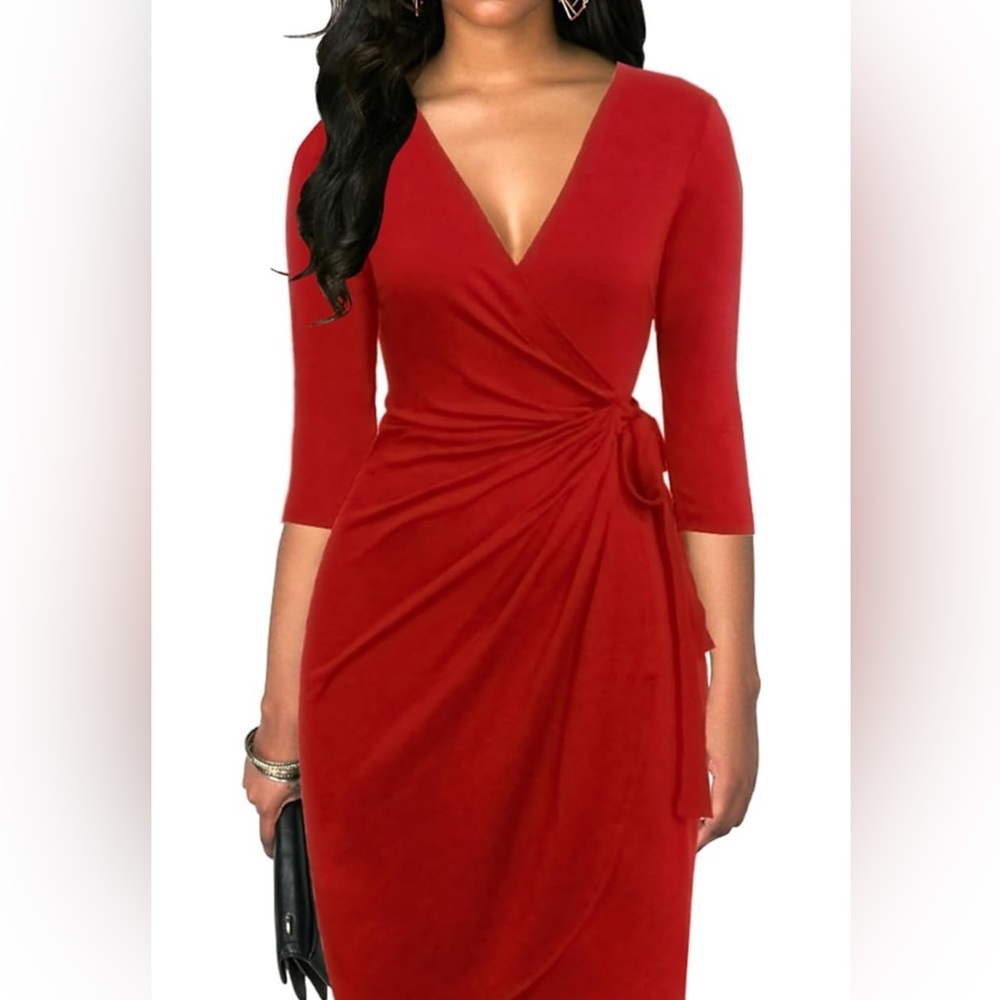 Elegant Red Wrap Dress